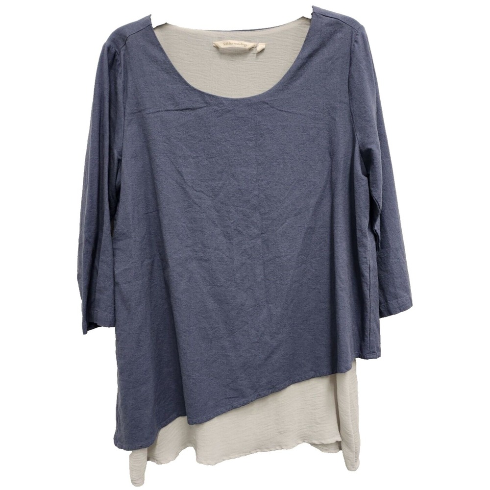 Soft Surroundings‎ BOHO Tunic Top Womens Medium Linen Blend Layered Lagenlook